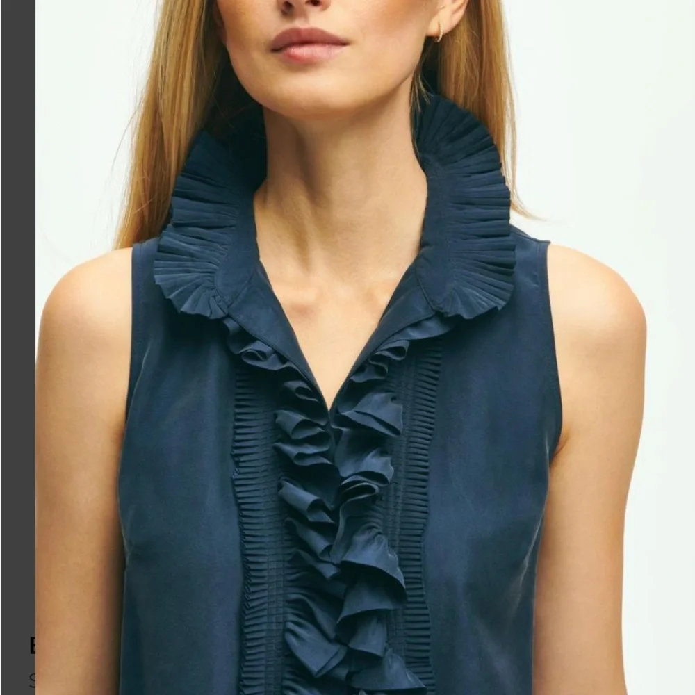 Kenar Silk Ruffle Collar Sleeveless Blouse Women’s Size Medium - Picture 3 of 8